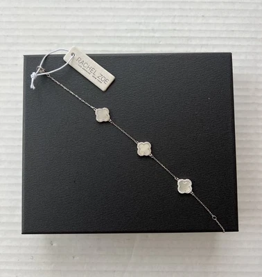 Brazalete Rachel Zoe Plata Esterlina Madreperla Circonitas Pavé 3 Trébol NUEVO Foto 1 de 4