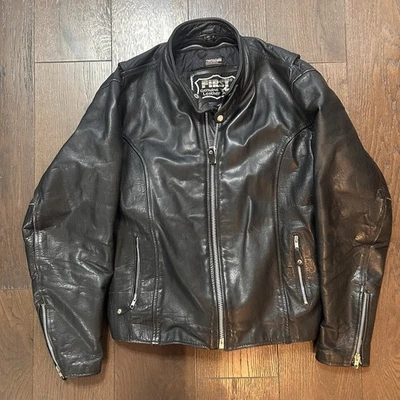 Vintage First Leather Biker Motorcycle Black Leather Jacket Size XL - Image 1 of 4