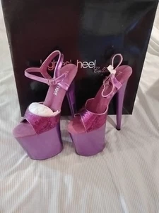 Highest Heel Collection Size 6 Purple Glitter Pump - Picture 1 of 8