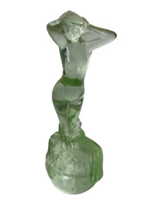 Art Deco Bagley Andromeda Green Glass 1930's Figurine. - Picture 1 of 6