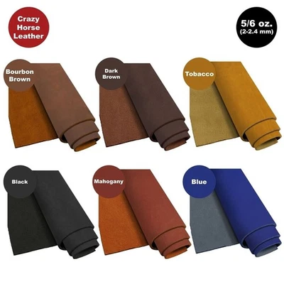 ELW Crazy Horse Leather 5-6 OZ (2-2.4mm) Full Grain Cowhide Handmade Leather - Image 1 of 4