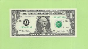 2001 ..UNCIRC $1 J 2930 1753 B ....2001 $1 J-B BELLA BANCONOTA FRN - Foto 1 di 2