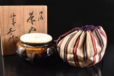 U8284: XF recipiente japonês Zeze-ware TEA CADDY Chaire, automático com caixa assinada - Imagem 1 de 4