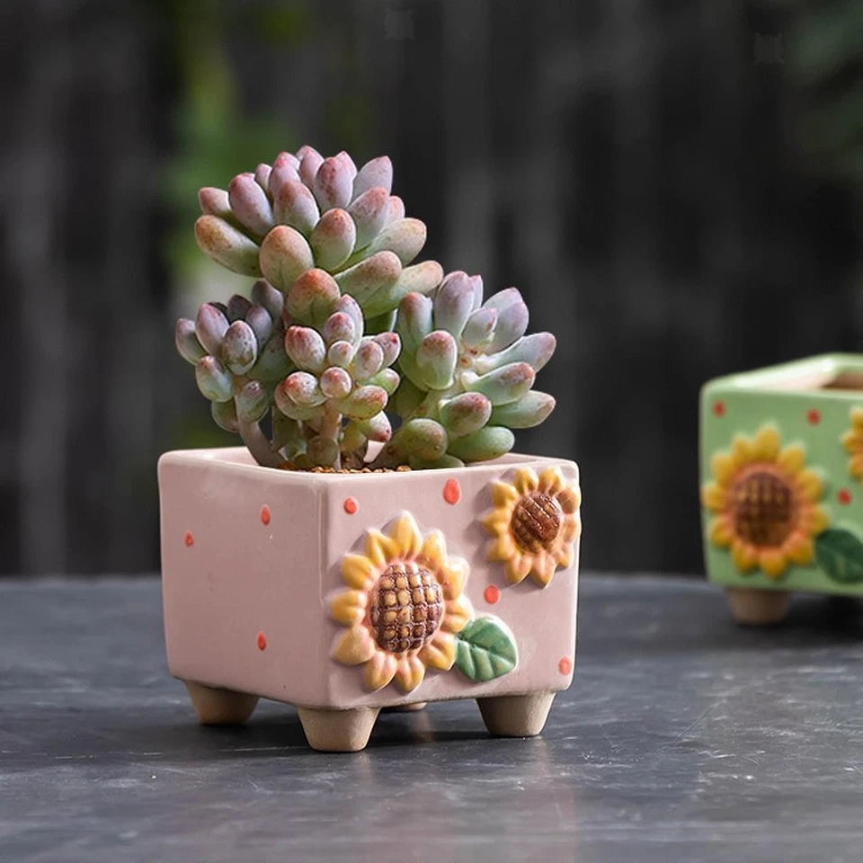 Ceramic Sunflower Planter Decorative Plant Pot Artwork Creative Flowerpot Small - Image 1 of 1