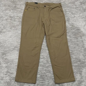 CAT Pants Mens 40x30 Tan Fleece Lined Canvas Workwear Outdoor Warm Winter - Picture 1 of 15