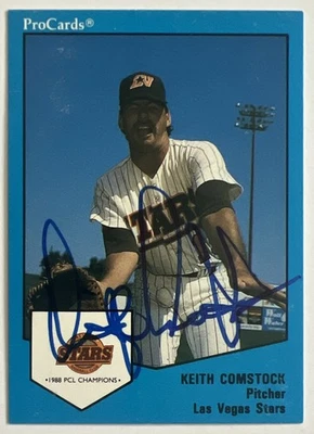 Keith Comstock 1989 Procards In Person Autograph #14 Ball In Crotch Stars READ - Image 1 of 4