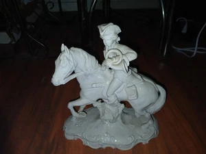 1920s german Porcelain soldier with horn on horse free shipping - Picture 1 of 3