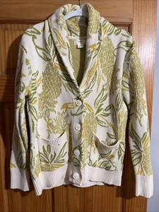 Anthropologie Maeve Pineapple Cardigan Strick Pullover Gobelin Knopfleiste Gr. M - Bild 1 von 10