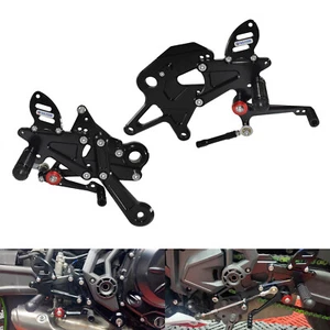 Black Adjustable Rearset Footrests Foot Pegs For KAWASAKI Ninja 650 Z650 ER-6N - Picture 1 of 8