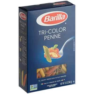 Barilla 12 oz. Tri-Color Penne Rigate Pasta - 16/Case - Image 1 of 3