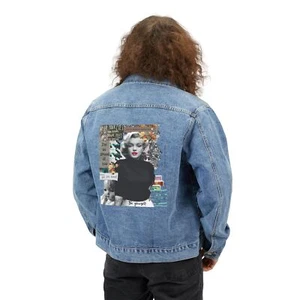 Marilyn Monroe Collage Inspirierend Zitat Boyfriend Trucker Herren Jeansjacke - Bild 1 von 5