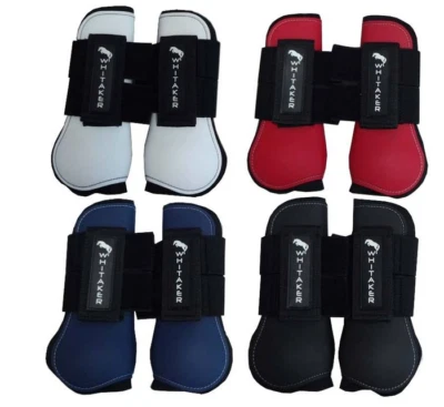 Whitaker Skipton Sehne und Fetlock Stiefel Komplettset 4 - schwarz/blau/rot/weiß