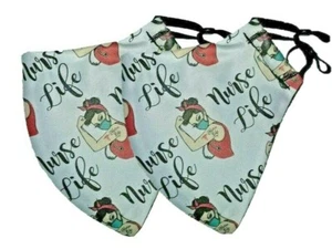 2 Pack - Nurse Life Print Hand made face mask - Picture 1 of 3