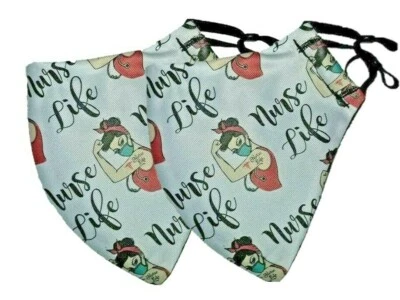 2 Pack - Nurse Life Print Hand made face mask - Image 1 of 3
