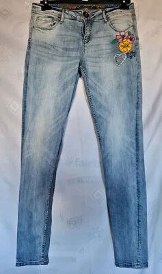 PANTALONES VAQUEROS AUTÉNTICOS LOGO DESIGUAL BORDADO AZUL DENIM MUJER TALLA: US32/EU32 Foto 1 de 4