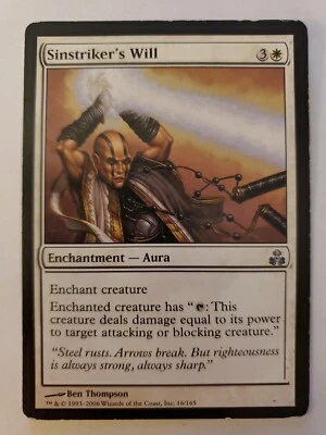 MTG Magic The Gathering Card Sinstriker's Will Enchantment Aura White Guildpact  - Image 1 of 2