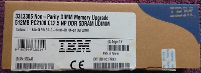Lot of 2 Options by IBM 33L3306 Non-parity DIMM 512MB PC2100 2.5V - Image 1 of 3