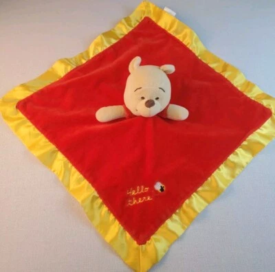 Manta de seguridad de felpa Disney Baby Winnie the Pooh adorno satinado rojo y amarillo Foto 1 de 4