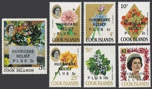 Cook Isls B1-B7,hinged.Mi 182-188. For the victims of hurricane,1968.Flowers. - Picture 1 of 1