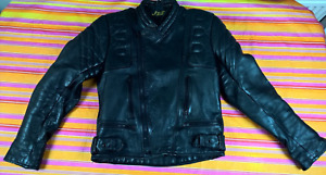 Vintage Leather Motorbike Motorcycle Jacket J & S Black Size 42