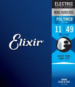 Cuerdas para guitarra eléctrica Elixir Polyweb recubiertas 11-49 personalizadas de níquel claro E12100 - Imagen 1 de 2