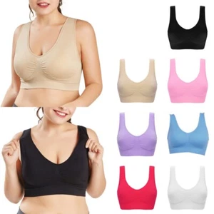 Women Sport Bra Push Up Seamless Padded Tank Yoga Fitness Breathable Underwear - Picture 1 of 19