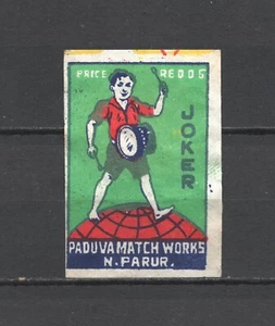 Made in India "Joker" Paduva Parur Vintage Matchbox Label - Picture 1 of 1