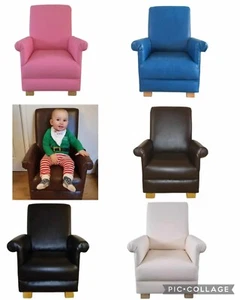 Children's Faux Leather Fabric Armchairs Chairs Boys Girls Kids Bedroom Nursery - Picture 1 of 25