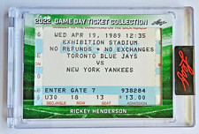 2022 Leaf Game Day Ticket Rickey Henderson 4/19/1989 Jays Vs. Yankees #TC-83