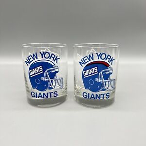 VTG New York Giants 1987 Super Bowl XXI Rocks Glasses Man Cave Barware Football