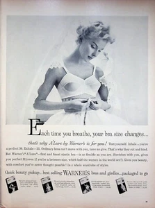 Sujetadores y fajas Warner's Alure 1957 anuncio estampado mejor sujetador elástico respira contigo - Imagen 1 de 1