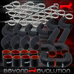 2.5" Inch Universal 12Pcs Black Intercooler Pipe Kit +Blk Coupler T-Bolt Clamps - Picture 1 of 4