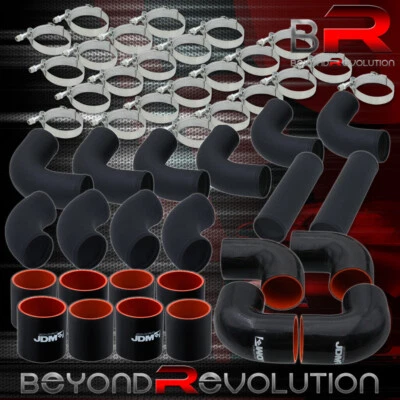 2.5" Inch Universal 12Pcs Black Intercooler Pipe Kit +Blk Coupler T-Bolt Clamps - Image 1 of 4