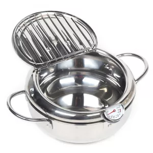 Deep Fryer Pot,304 Stainless Steel W/ Temperature Control & Lid, Deep Frying Pan - Picture 1 of 17