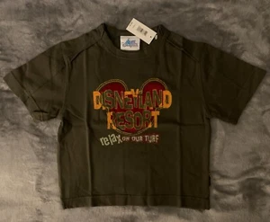 NWT Vintage Disneyland Resort Olive Green T shirt Mickey Mouse silhouette XS 4-5 - Afbeelding 1 van 10