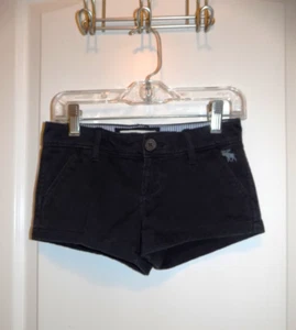 ABERCROMBIE KIDS Navy Blue Twill Shorts 8 Girls Khakis Preppy Low Rise Y2K - Picture 1 of 4