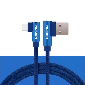 2X USB Type C Nylon Right Angle Charging Cable - Picture 1 of 11