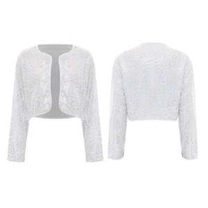 Unisex Adult Shiny Leopard Print Long Sleeve Cardigan Open Front Party Dance - Picture 1 of 93