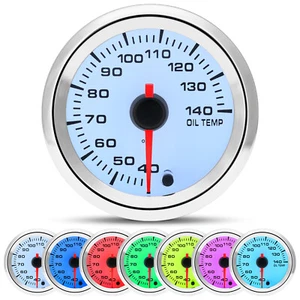 2" 52mm 7 Color Backlight Car Auto Pointer Oil Temp Temperature Gauge 40-140℃  - Picture 1 of 16