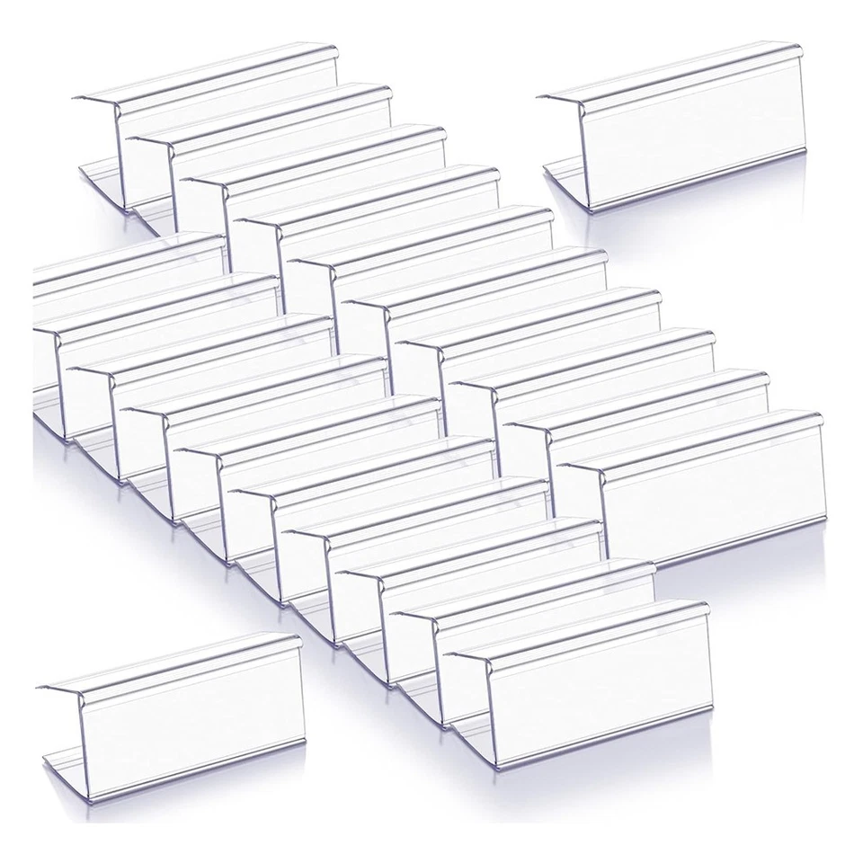 100 Pezzi Porta Etichette per Scaffali In Legno, In Plastica Trasparente, 25788 - Immagine 1 di 1