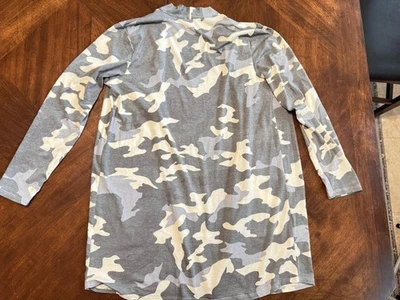 Кардиган открытый Zenana размер XL большой серый камуфляж вязаный карман с длинным рукавом - Изображение 1 из 3