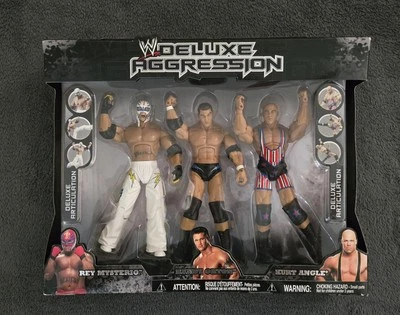 WWE Deluxe Aggression 3 Pack Rey Mysterio Randy Orton Kurt Angle - Image 1 of 4