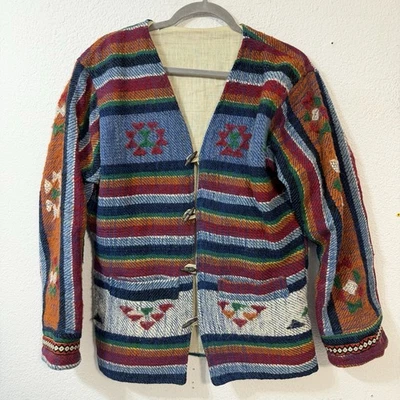 Vintage Cardigan Sweater Knit Southwestern Aztec Desert Boho Tribal Men's Small - Image 1 of 4