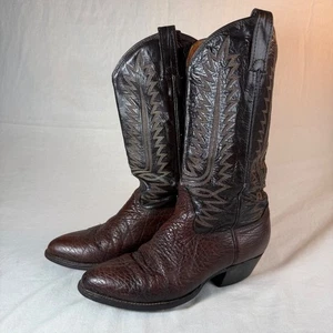 Cowtown Brown Round Toe Western Cowboy Boots RICH BROWN LEATHER MENS 7.5 D 1G - Picture 1 of 13