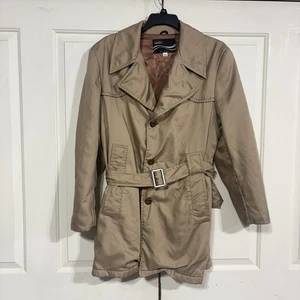 Vintage Montgomery Ward overcoat with belt and button closure size 42 beige - Picture 1 of 8