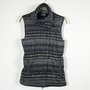 Athleta Outdoor Vest Women Small Gray Goose Down Puffer Knit Fair Isle Nordic - Picture 1 of 12