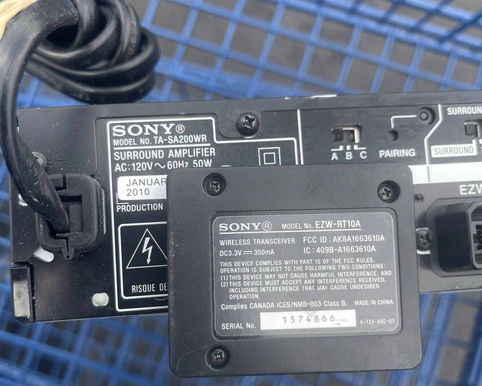 Sony S-Air TA-SA200WR Surround Amplifier w/ EZW-RT10A Wireless Transceiver Card - Image 1 of 4