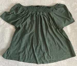 Anthropologie W5 Peasant Top Womens XL Green Eyelet Smocked Milkmaid Boho Sweet - Picture 1 of 8