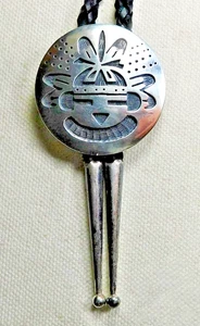 HOPI MANUEL HOYUNGOWA Sterling-Bolo-Krawatte gewölbt handgefertigt Vintage Kachina - Bild 1 von 5