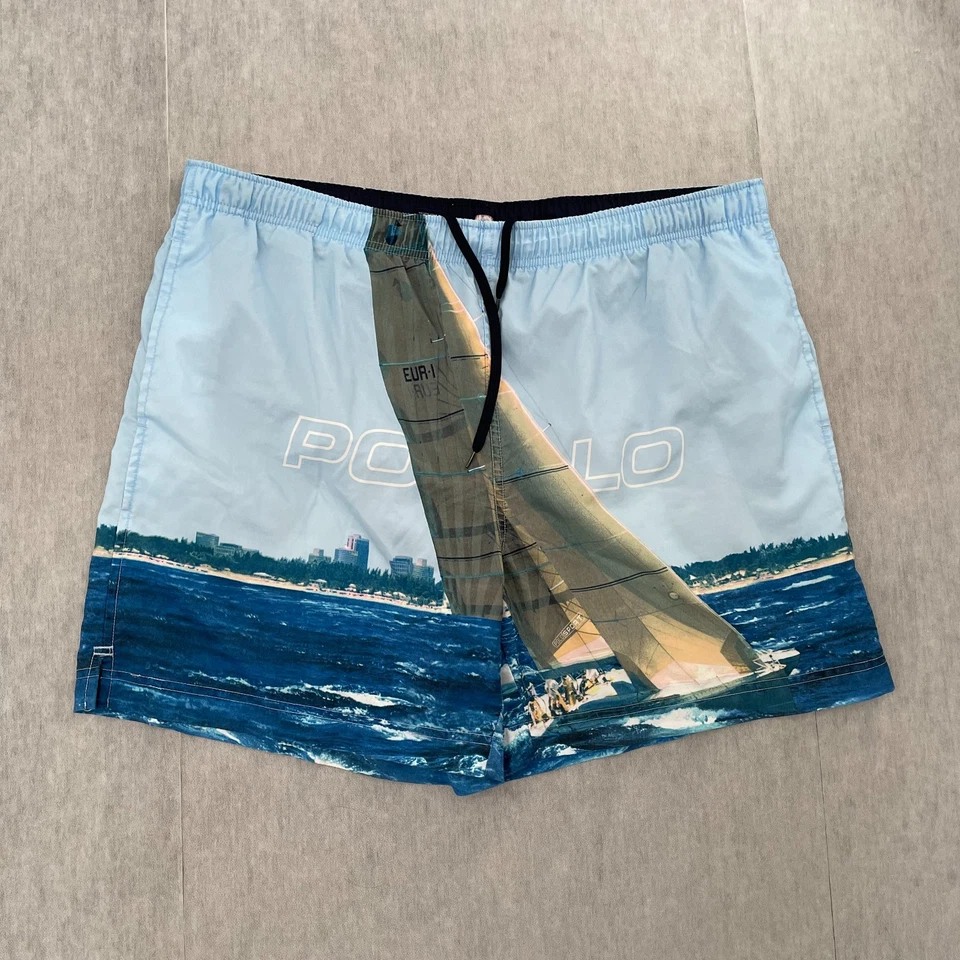Pantalones Cortos Deportivos Polo DE COLECCIÓN Adulto Grande Azul Bañador Ralph Lauren Velero Hombres Foto 1 de 4